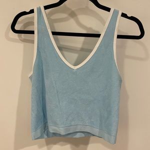 Blue v neck tank top. Size Large